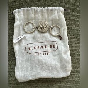 Coach Signature Valet Crystal Turnlock Keyring NWT